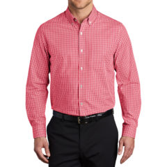 Port Authority® Broadcloth Gingham Easy Care Shirt - 9743-RichRedWhite-1-W644RichRedWhiteModelFront-1200W