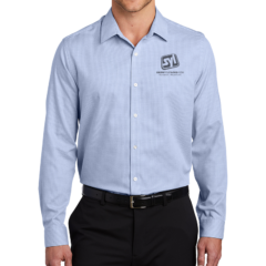 Port Authority ® Pincheck Easy Care Shirt - 9744-BlueHorizWht-1-W645BlueHorizWhtModelFront-1200W