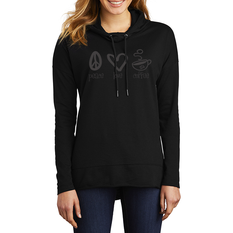District® Women’s Featherweight French Terry™ Hoodie - 9748-Black-1-DT671BlackModelFront-1200W