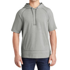 Sport-Tek® PosiCharge® Tri-Blend Wicking Fleece Short Sleeve Hooded Pullover - 9761-LightGreyHth-1-ST297LightGreyHthModelFront-1200W