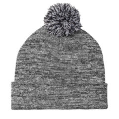 Sport-Tek® Heather Pom Pom Beanie - 9791-GreyHeather-1-STC41GreyHeatherFlatFront-1200W