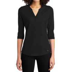 OGIO® Ladies Jewel Henley - 9835-Blacktop-1-LOG104BlacktopModelFront-1200W