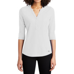 OGIO® Ladies Jewel Henley - 9835-BrightWhite-1-LOG104BrightWhiteModelFront-1200W