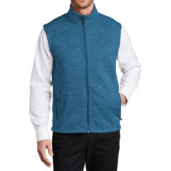 Port Authority® Sweater Fleece Vest - 9904-MedBlueHthr-1-F236MedBlueHthrModelFront1-1200W