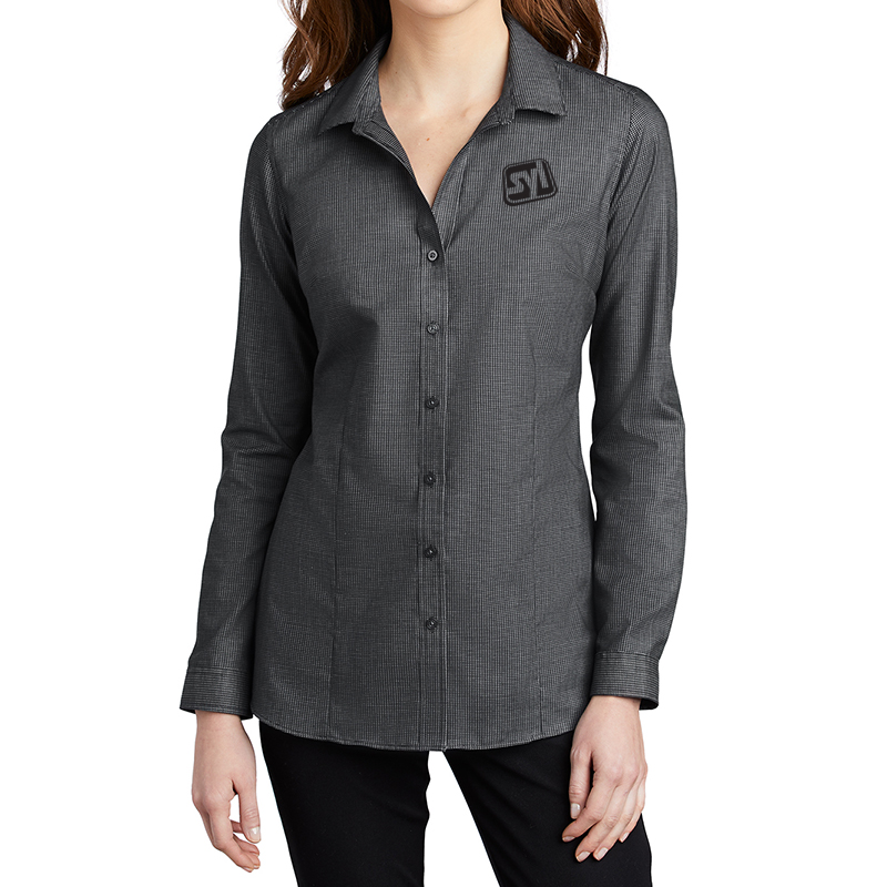 Port Authority® Ladies Pincheck Easy Care Shirt - black