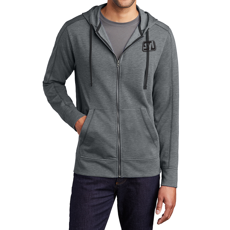 Sport-Tek® PosiCharge® Tri-Blend Wicking Fleece Full-Zip Hooded Jacket - grey
