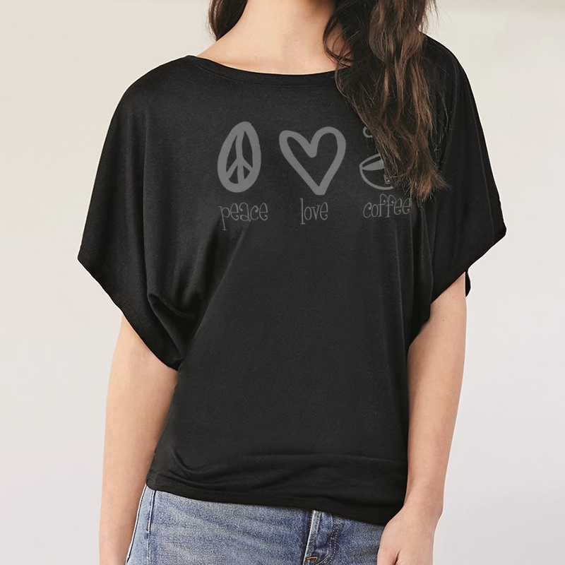 BELLA + CANVAS Women’s Flowy Draped Dolman Tee - black