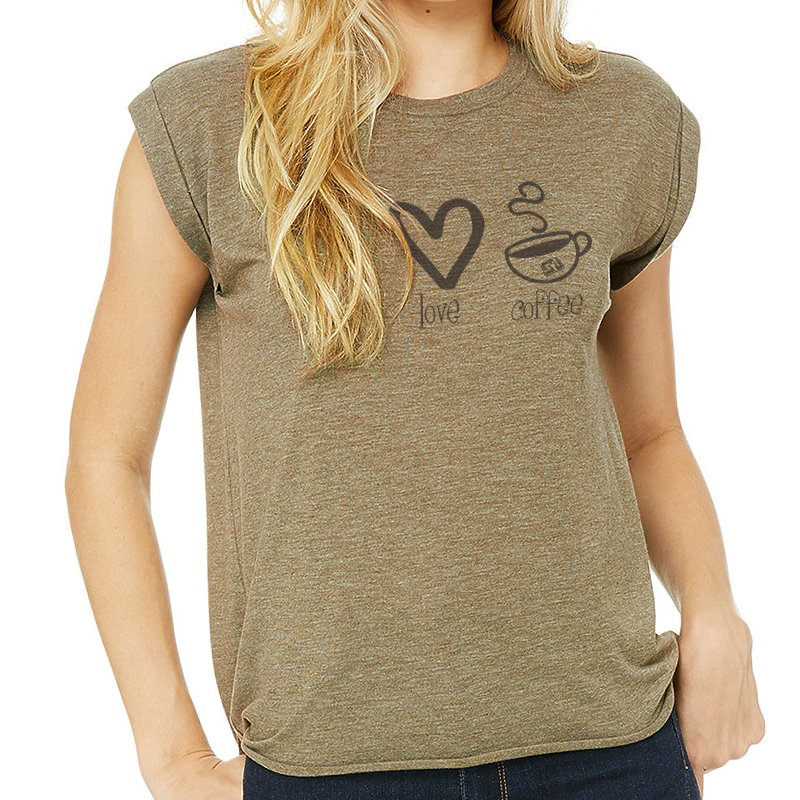 Bella + Canvas -Women’s Flowy Rolled Cuffs Muscle Tee - Show Your Logo