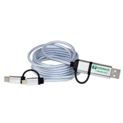 “Oslo” 6 Foot Braided Charging Cable - oslocablesilver