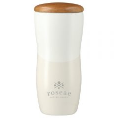 Reno Double Wall Ceramic Tumbler with Wood Lid – 10 oz - download 1