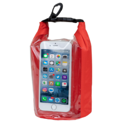 Water Resistant Dry Bag With Clear Pocket Window – 2.5 Liter - drybag25inuse