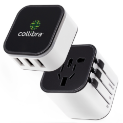 Athea Illuminating Triple USB Travel Adapter - illuminatingadaptorblackwhite