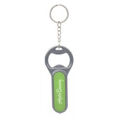 Fiesta Key Chain with Bottle Opener and LED Light - 2360_GRN_Padprint