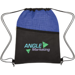 Crosshatch Two-Tone Non-Woven Drawstring Bag - 3096_BLUBLK_Colorbrite