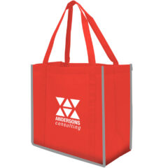 Reflective Large Non-Woven Grocery Tote Bag - 3347_RED_Silkscreen