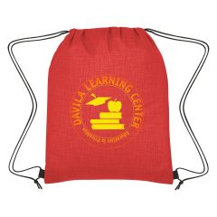 Crosshatch Non-Woven Drawstring Bag - 3369_RED_Colorbrite