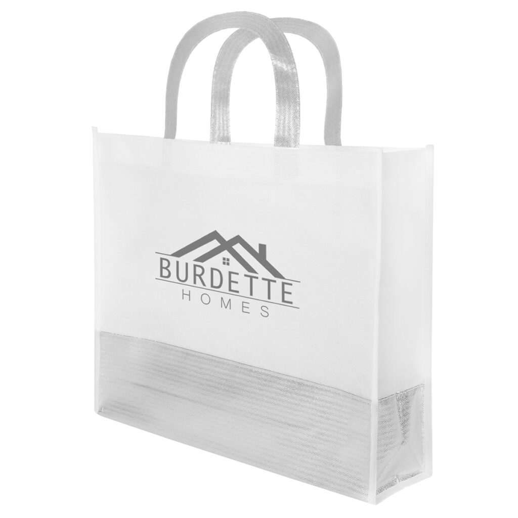 Flair Metallic Accent Non-Woven Tote Bag - 3753_SIL_Silkscreen