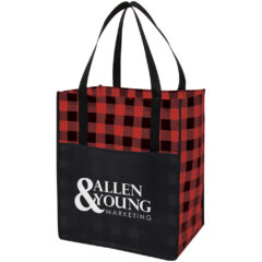Northwoods Laminated Non-Woven Tote Bag - 3799_BLKRED_Silkscreen