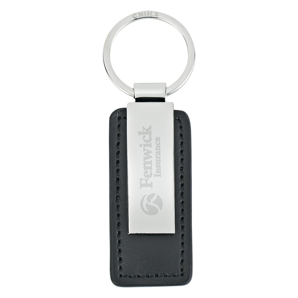 Leatherette Key Tag - 4790_BLKSIL_Laser