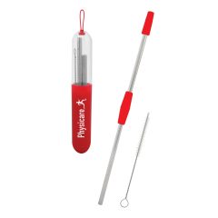 Stainless Steel Straw Kit – 2-Piece - 5217_RED_Padprint