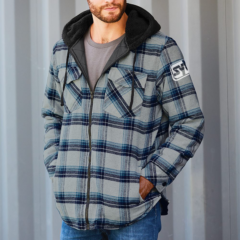 Burnside – Quilted Flannel Full-Zip Hooded Jacket - z