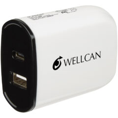 UL Listed 2-In-1 USB Type-C Wall Adapter - 2964_WHTBLK_Silkscreen