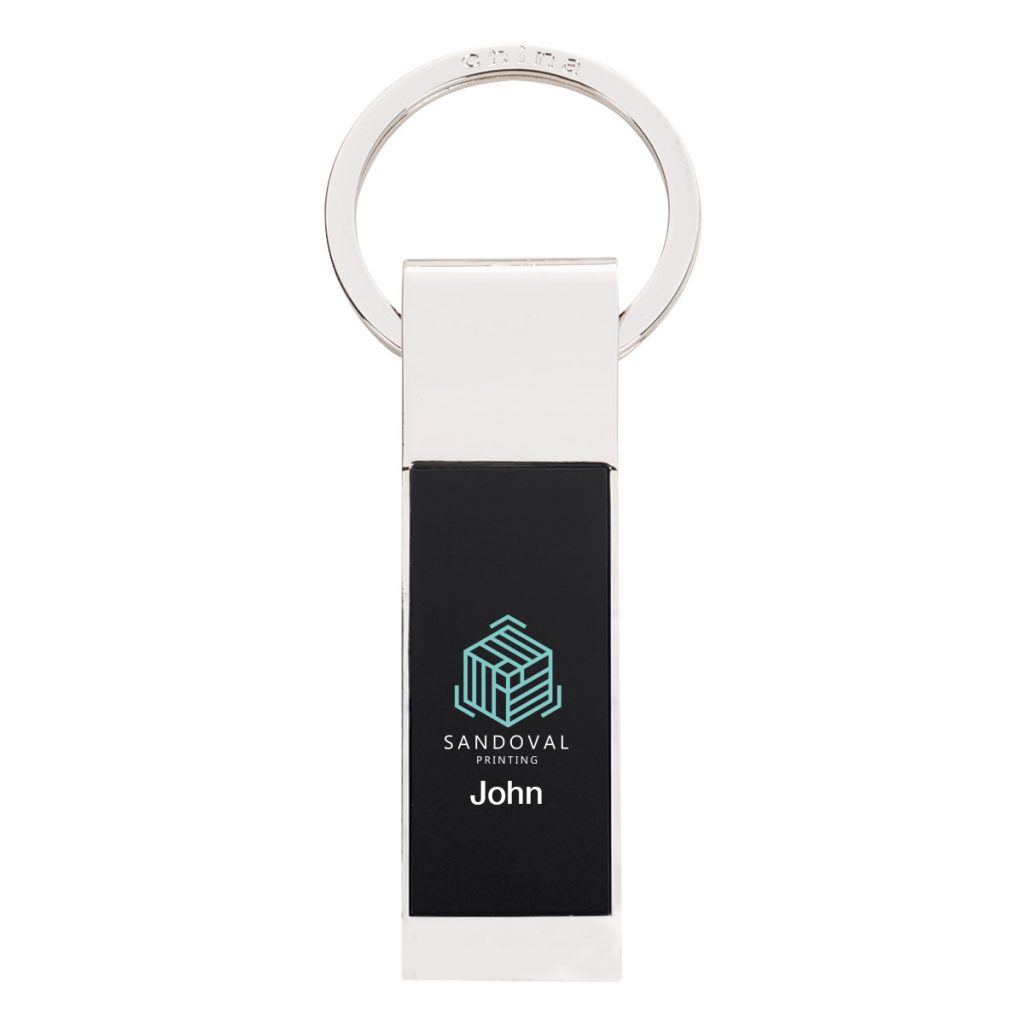Two-Tone Rectangle Key Tag - 4795_BLKSIL_Personalization_Digibrite