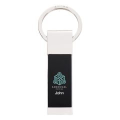 Two-Tone Rectangle Key Tag - 4795_BLKSIL_Personalization_Digibrite