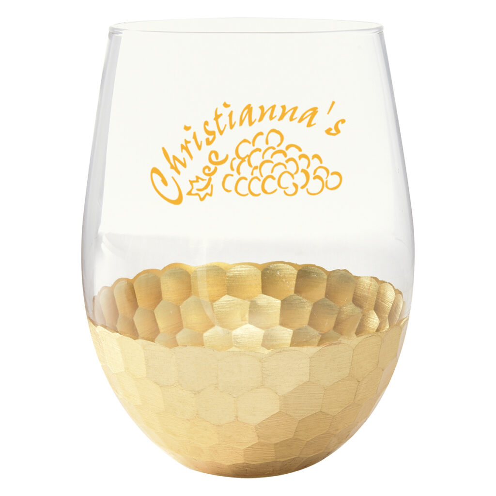 Florence Stemless Wine Glass – 18 oz - 6046_CLRGLD_Ceramic