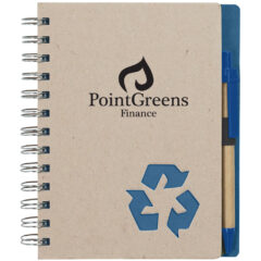 Eco-Inspired Spiral Notebook & Pen - 6103_NATBLU_Silkscreen