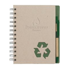 Eco-Inspired Spiral Notebook & Pen - 6103_NATGRN_Debossed