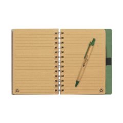 Eco-Inspired Spiral Notebook & Pen - 6103_NATGRN_Open_Optional_Silkscreen