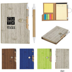 Woodgrain Look Notebook With Sticky Notes And Flags - 6113_group