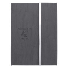 Woodgrain Padfolio with Sticky Notes and Flags - 6114_GRA_Debossed