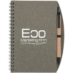 Eco-Inspired Spiral Notebook And Pen - 6115_GRA_Silkscreen