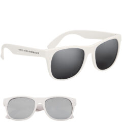Rubberized Mirrored Sunglasses - 6208_WHTSIL_Silkscreen