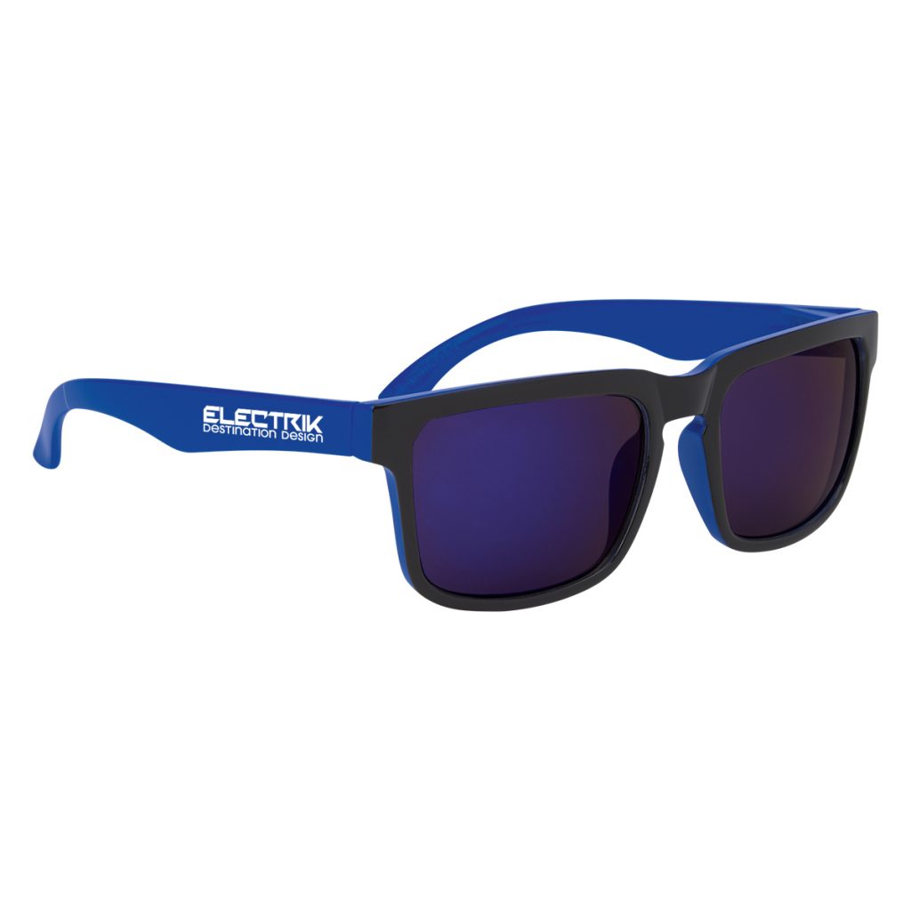Crescent Mirrored Sunglasses - 6267_BLKBLU_Silkscreen