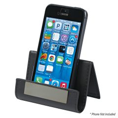 Execu-Buddy Card and Media Stand - 6320_BLK_Phonestand_Inuse