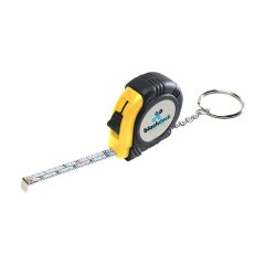 Rubber Tape Measure Key Tag With Laminated Label - 7313_YELBLK_White_Label
