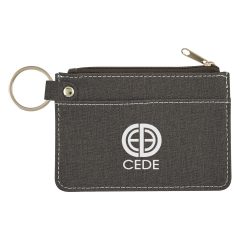 Heathered Card Wallet With Key Ring - 9479_BLK_Silkscreen