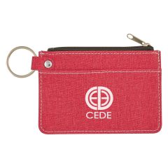 Heathered Card Wallet With Key Ring - 9479_RED_Silkscreen
