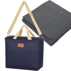 Hefty Cooler Tote Bag With Fleece Blanket - 9981_NAVCHA_Blank