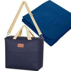 Hefty Cooler Tote Bag With Fleece Blanket - 9981_NAVROY_Blank
