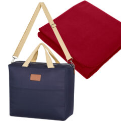 Hefty Cooler Tote Bag With Fleece Blanket - 9981_NAVWIN_Blank