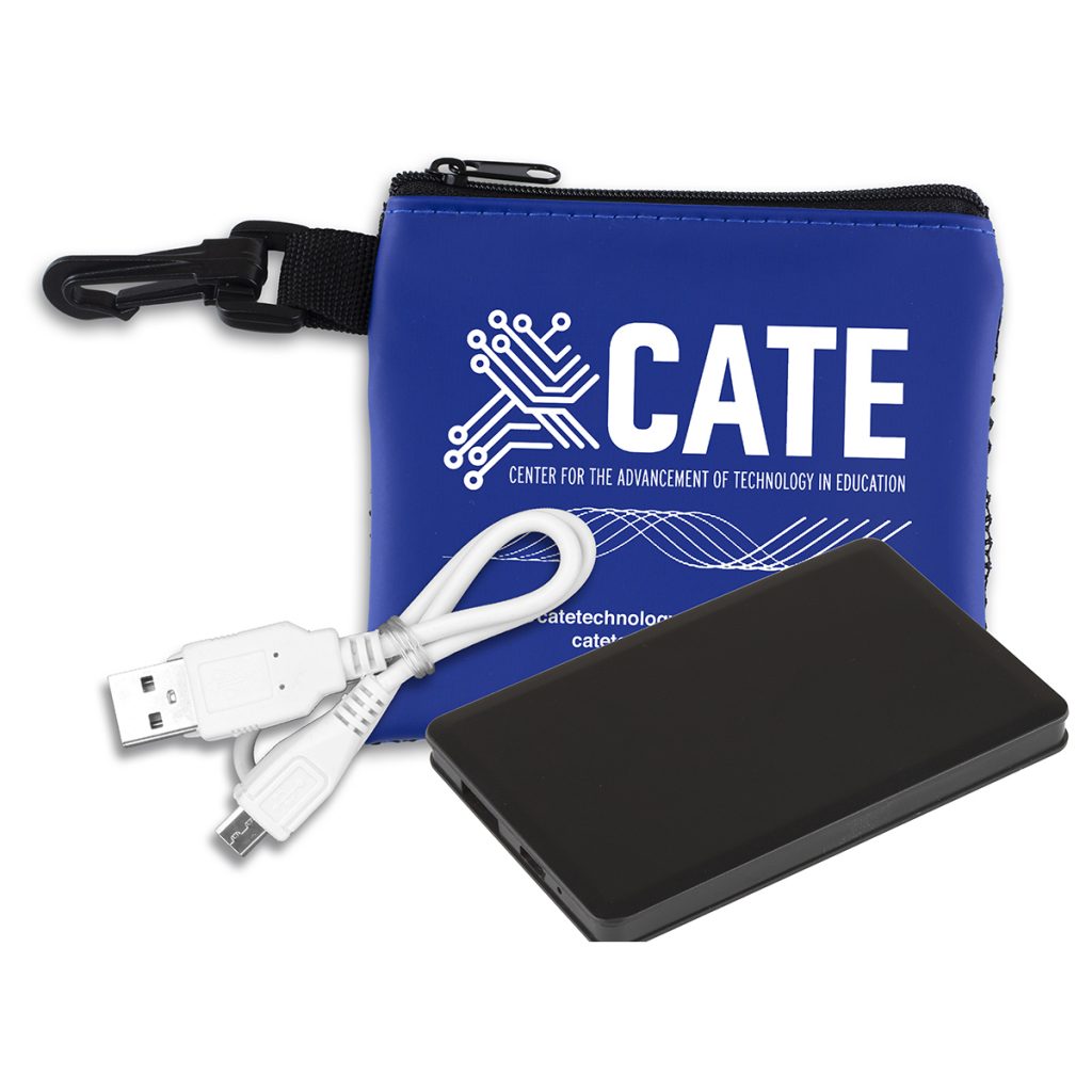 “TechMesh Bank” Mobile Tech Power Bank Kit in Mesh Zipper Pouch - TK163-BLUE_imprint