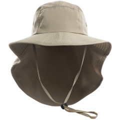 Bucket Sun Hat with Neck Cover - bucketsunhatwneckcoverbeige