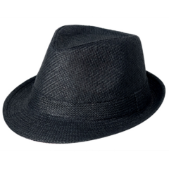 Natural Straw Fedora Hat - strawfedoraallblack