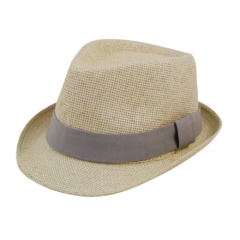 Natural Straw Fedora Hat - strawfedoragrey