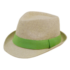 Natural Straw Fedora Hat - strawfedoralime