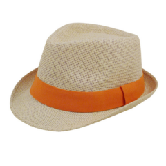 Natural Straw Fedora Hat - strawfedoraorange